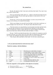 English Worksheet: Story with animals