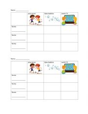 English Worksheet: Ask your friend_survey