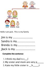 English Worksheet: My family