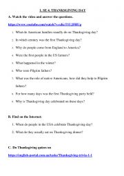 English Worksheet: thanksgiving