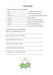 English Worksheet: will-future easy exercises