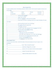 English Worksheet: Parts of speech