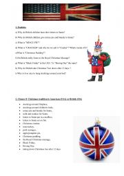 English Worksheet: anglophenia UK USA christmas