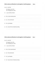 English Worksheet: Test be going to