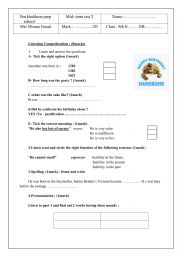 English Worksheet: listening test  8th forms 