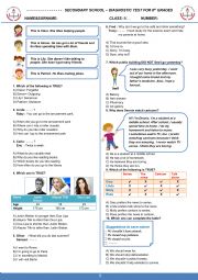 English Worksheet: placement test for 8th grade secondary school