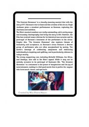 English Worksheet: The Greatest Showman - Review