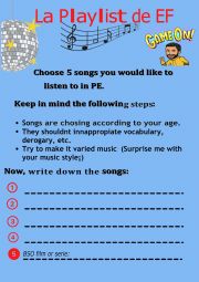 English Worksheet: Playlist Pe