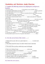 English Worksheet: Vocabulary and functions study /Exercises worksheet