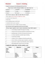 English Worksheet: Smoking and health lesson2