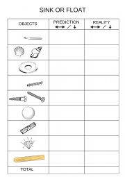 English Worksheet: Sink and Float 