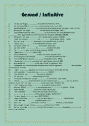 English Worksheet: Gerunds / Infinitives