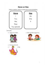 English Worksheet: have or has