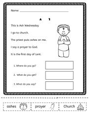 English worksheet: Ash Wednesday