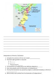 English Worksheet: Activity Sheet. Road to Independence