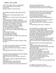 English Worksheet: Loose Yourself - Music Analysis