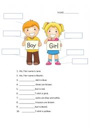 English Worksheet: His / her (possessive adjectives)