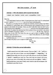 English Worksheet: 8th form second term Tunisian program