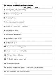 English Worksheet: Let�s correct mistakes!