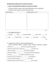 English Worksheet: Definite article and geographical names exercise