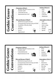 English Worksheet: Gothic genre conventions