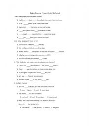 English Grammar-Present Perfect Worksheet