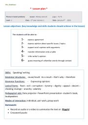 English Worksheet: money and evil lesson plan