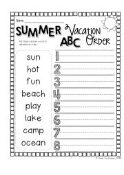 English Worksheet: Summer vacation