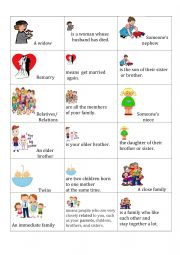 English Worksheet: Family and Relationships Cards Set 1