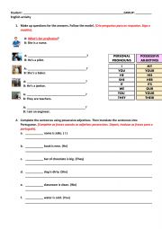 English Worksheet: POSSESSIVE ADJECTIVES EXERCISES