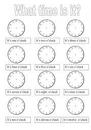 English Worksheet: What time is it 