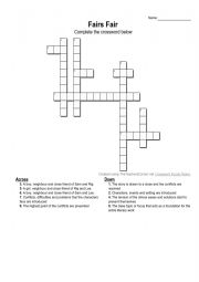 Fair´s Fair Crossword Puzzle ESL worksheet by nurulnadia1303