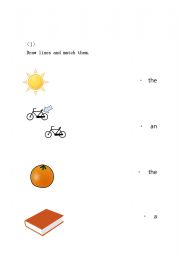 English Worksheet: definite and indefinite articles