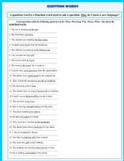 English Worksheet: Question Words 1