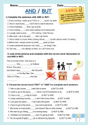 English Worksheet: AND / BUT