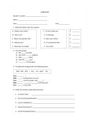 English Worksheet: To be 