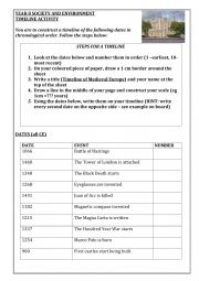 English Worksheet: HASS: Chronological Skills - Timelines