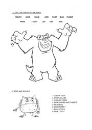 English Worksheet: Body parts