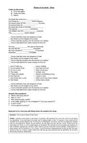 English Worksheet: lyrics with task Sting