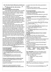 English Worksheet:  3 AS Educational systems 