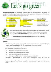 English Worksheet: Environmental issues project