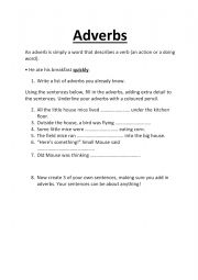 English Worksheet: Adverbs