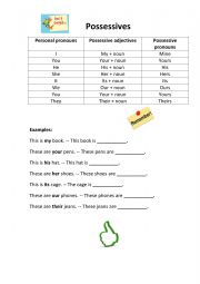 English Worksheet: Possessive adjectives and pronouns 