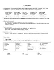 English Worksheet: Collocations Exercise for ESL Students