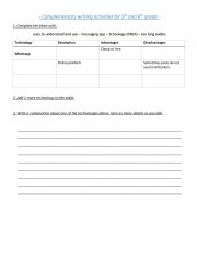 English Worksheet: prewriting & writing activity about Technology