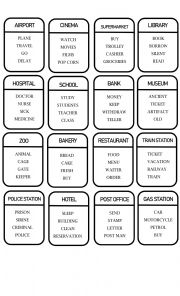 English Worksheet: Taboo games: Public Places