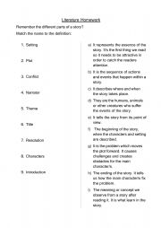 English Worksheet: ELEMENTS AND STRUCTURE OF A STORY