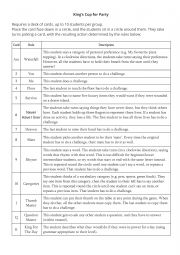 English Worksheet: Kings Cup Party Game