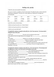 English Worksheet: PREFFIXES MIS- AND DIS- 