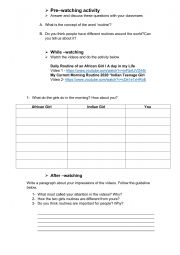 English Worksheet: Daily routine Letramento crtico